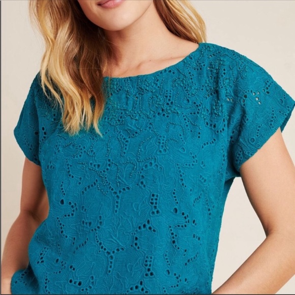 🌿Anthropologie Maeve Karine Beaded Lace Top 🌿 0022 - Picture 5 of 8